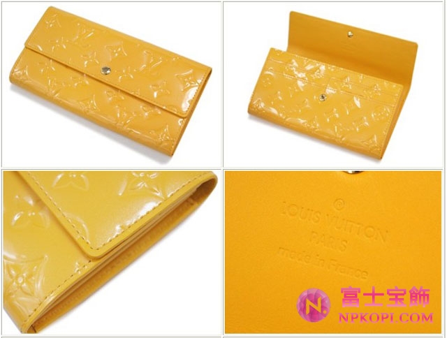 ルイヴィトン LOUISVUITTON ヴィトン ヴェルニ LV 財布 ファスナー長札 長財布 ポルトフォイユサラ ジョーヌパッション M91740